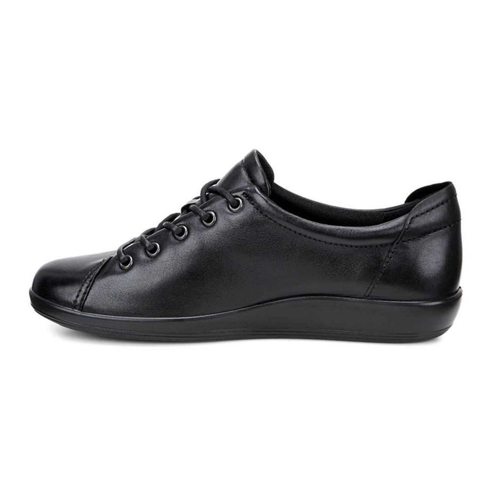 ECCO Womens Sneakers Black - Soft 2.0 Tie - OHS-690185